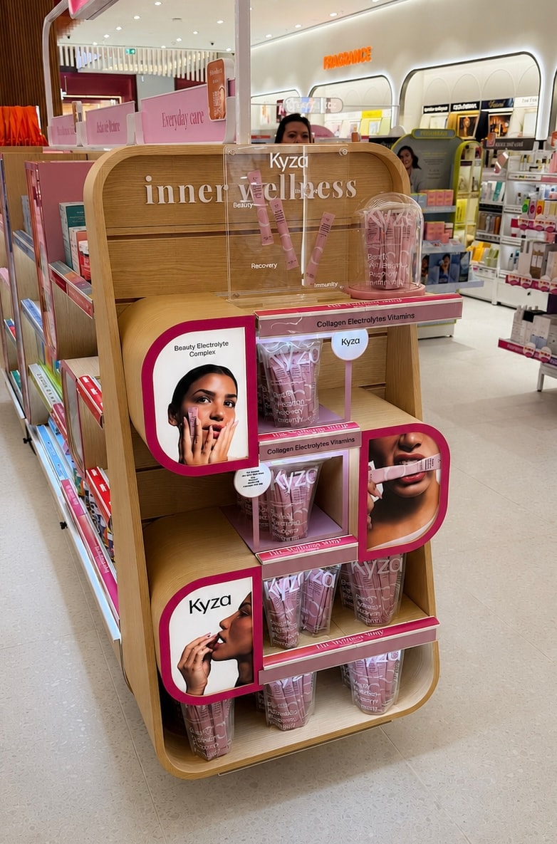 Kyza inner wellness retail display at Ulta Beauty